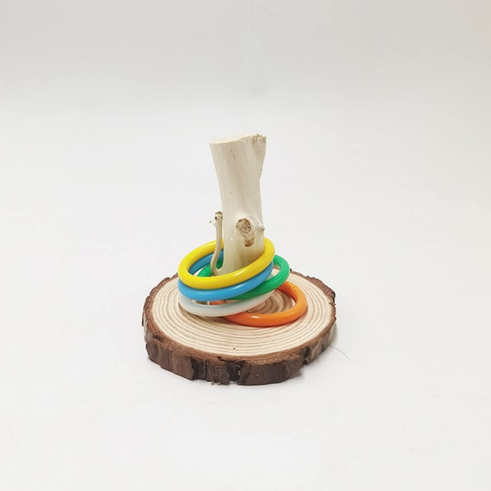 Parrot Trick Training Toys - Bird Tabletop Toys with 5 Color Rings - Stacking & Training Toy Set for Small & Medium Birds Like Parrots, Budgies, Cockatiels & Parakeets - Perfect for Mental Stimulation & Bonding Activities