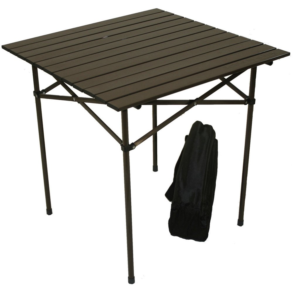 TA2727 Tall Aluminum Portable Folding Table with Carrying Bag - Lightweight Outdoor Camping, Picnic, Tailgating & Party Table (Brown) - Perfect for Backyard BBQs, Beach Trips and RV Adventures