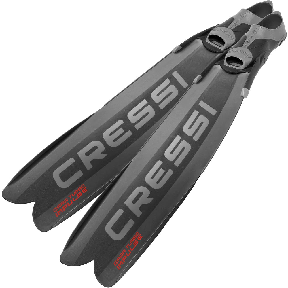 Cressi Gara Modular Impulse Turbo Black Freediving Fins - High Performance Swim Fins for Spearfishing, Snorkeling & Scuba Diving