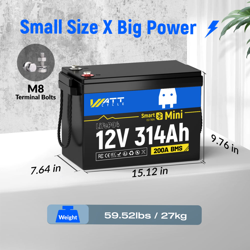 Best 12V 314Ah LiFePO4 Lithium Battery with Bluetooth - Perfect for Solar Power Systems, RVs, Marine & Off-Grid Applications