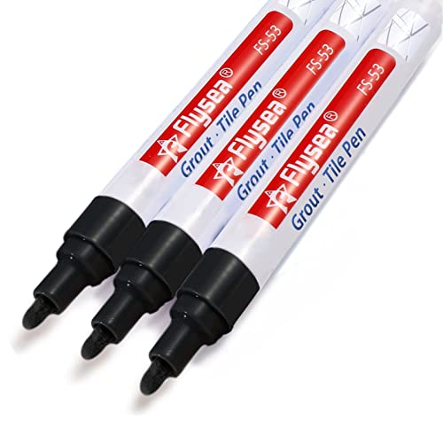 ForFine Grout Pen - Tile Grout Line Restorer Marker Pens (3 Pack) - Perfect for Kitchen, Bathroom, Living Room, Bedroom, Shower & Balcony Floors/Walls - Easy DIY Grout Repair & Renewal - Black