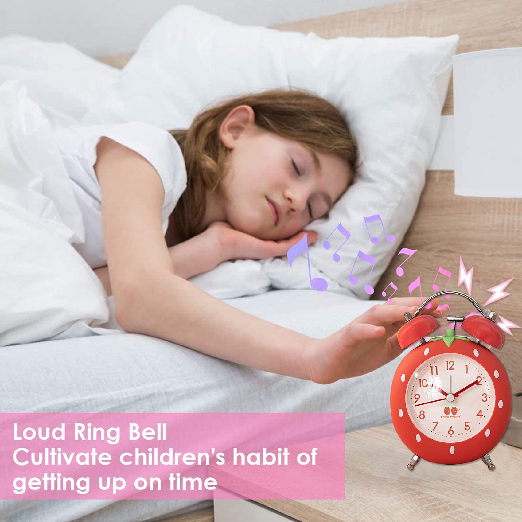 **Strawberry Shaped Alarm Clock for Kids & Heavy Sleepers - Loud Twin Bell with Backlight, Bedroom Decor & Nightstand Clock (Red)**    **Use Cases:** Perfect for kids' rooms, heavy sleepers, bedroom decor, nightstands, and as a fun gift for birthdays or holidays.