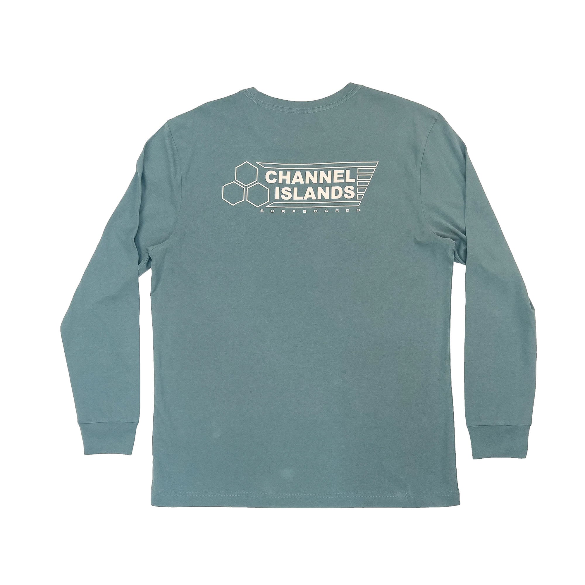Channel Islands Solid Flag Crew Men's Long Sleeve Shirt - Blue Haze - Casual Beachwear & Surfing Apparel for Men