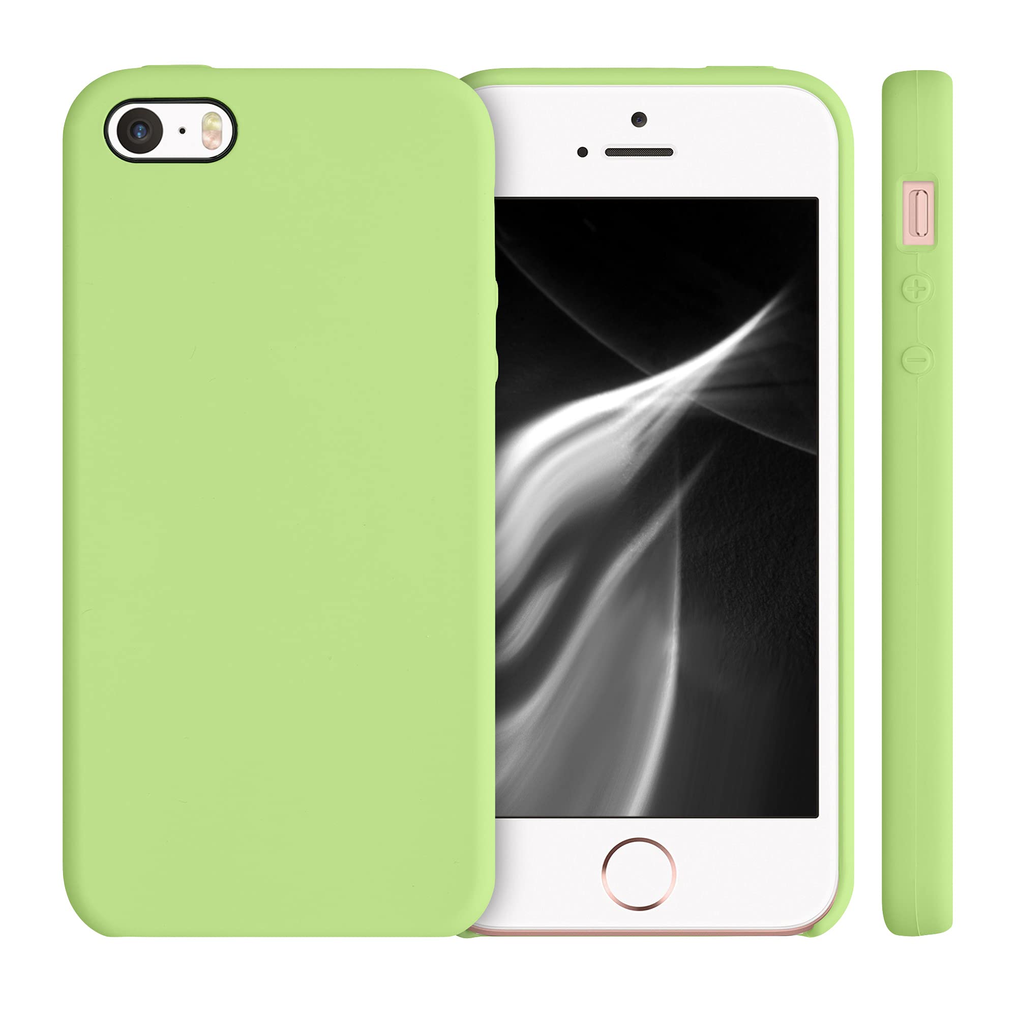 kwmobile TPU Silicone Case for Apple iPhone SE (1st Gen 2016) / iPhone 5 / iPhone 5S - Soft Matte Finish Green Tomato Protective Cover - Perfect for Everyday Use, Work & Travel