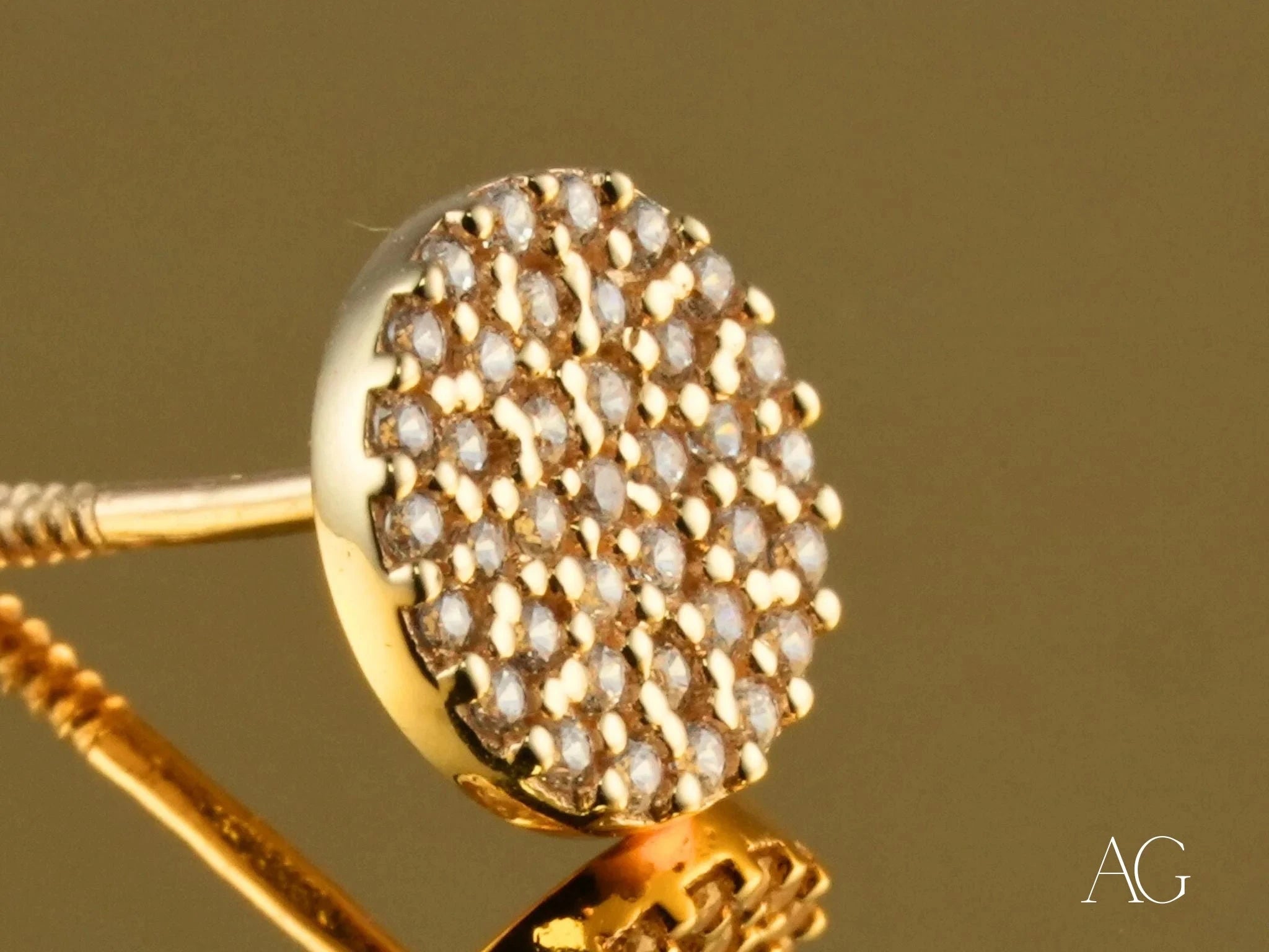 18K Yellow Gold Plated CZ Stud Earrings for Women – Sparkling Cubic Zirconia Pave Earrings for Wedding, Party & Everyday Wear