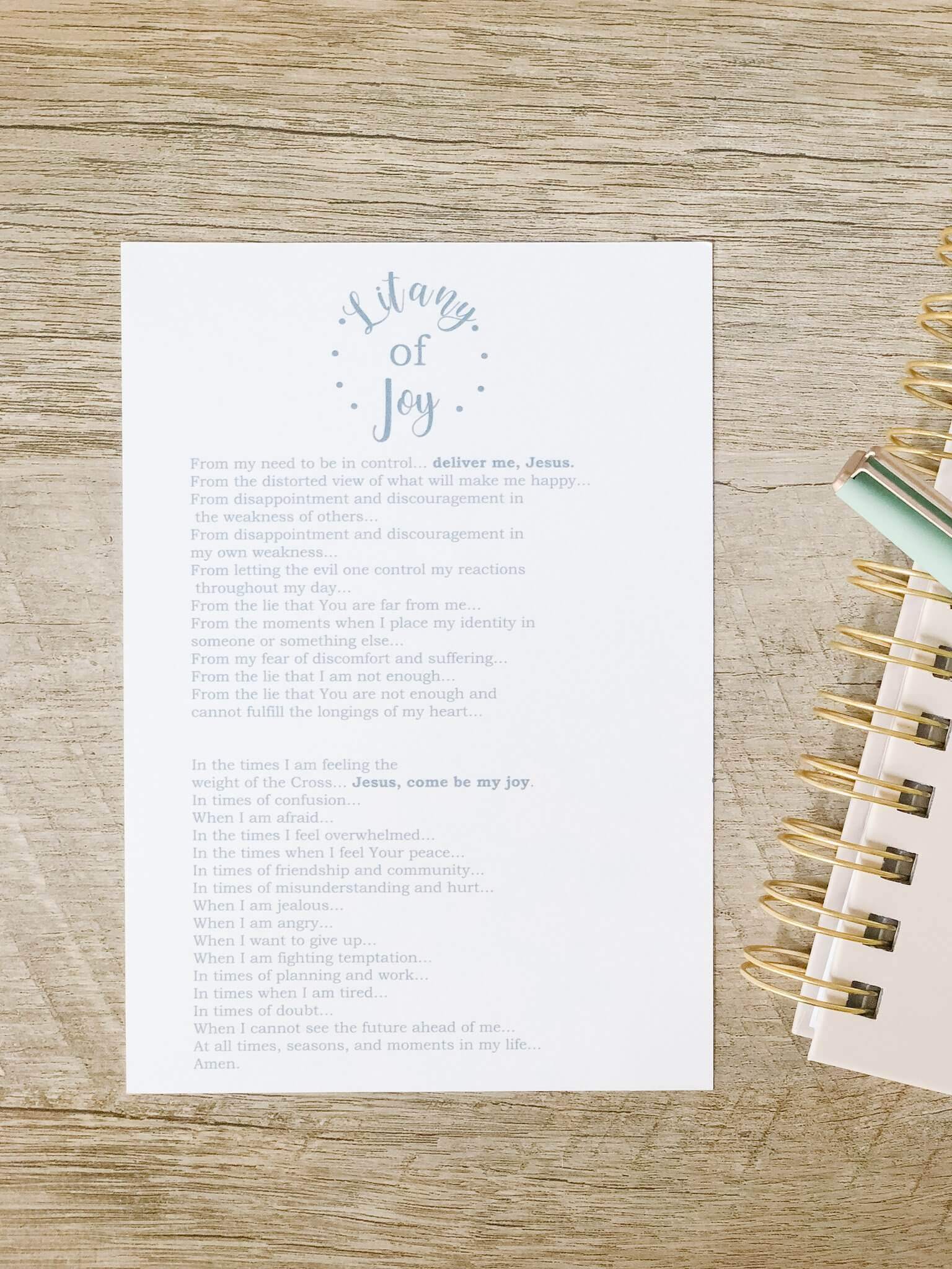 Litany of Joy Printable - Inspirational Christian Wall Art for Home & Office Decor - Perfect for Prayer Rooms, Gifts & Spiritual Encouragement