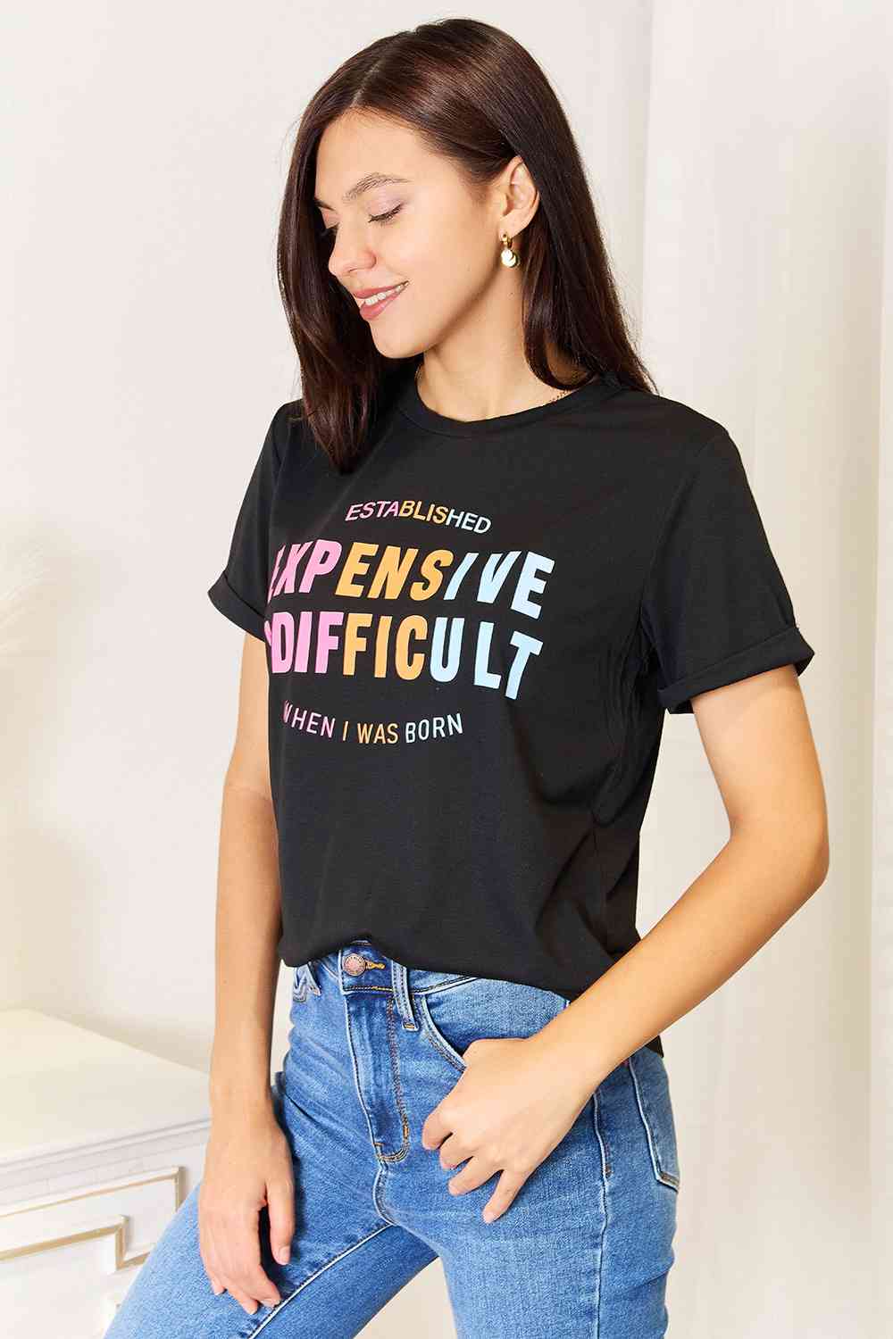 Premium Black Cuffed Sleeve T-Shirt for Men - Comfortable Casual Wear for Everyday Outfits & Street Style