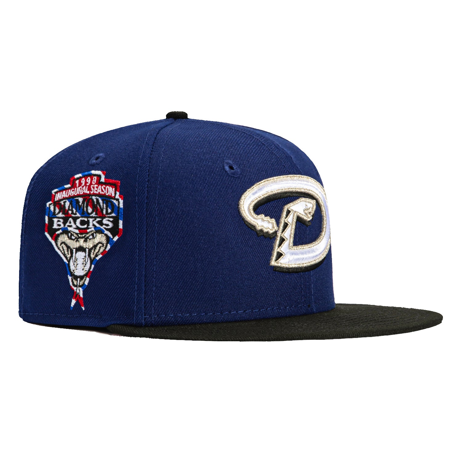 New Era 59Fifty Barbershop Arizona Diamondbacks Inaugural Patch Fitted Baseball Cap - Royal & Black - Official MLB Licensed Hat for Sports Fans & Collectors | Perfect for Games, Streetwear & Fashion Outfits