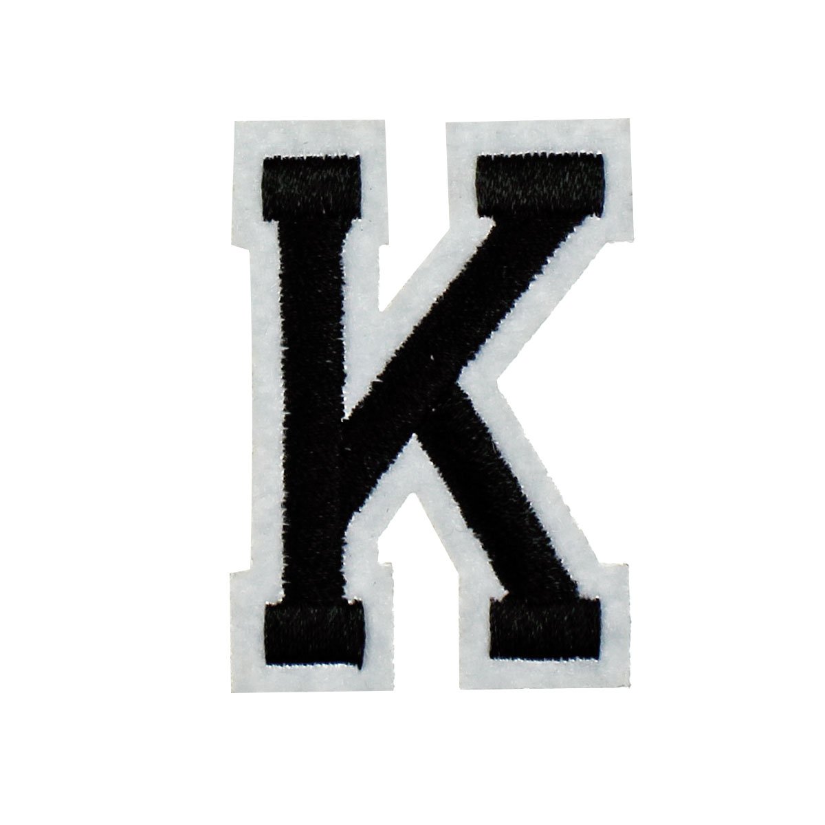 RECHERE Embroidered Iron On Patch - Uppercase Letter K Alphabet Applique in Black | Perfect for DIY Clothing, Bags, Hats & Costume Customization