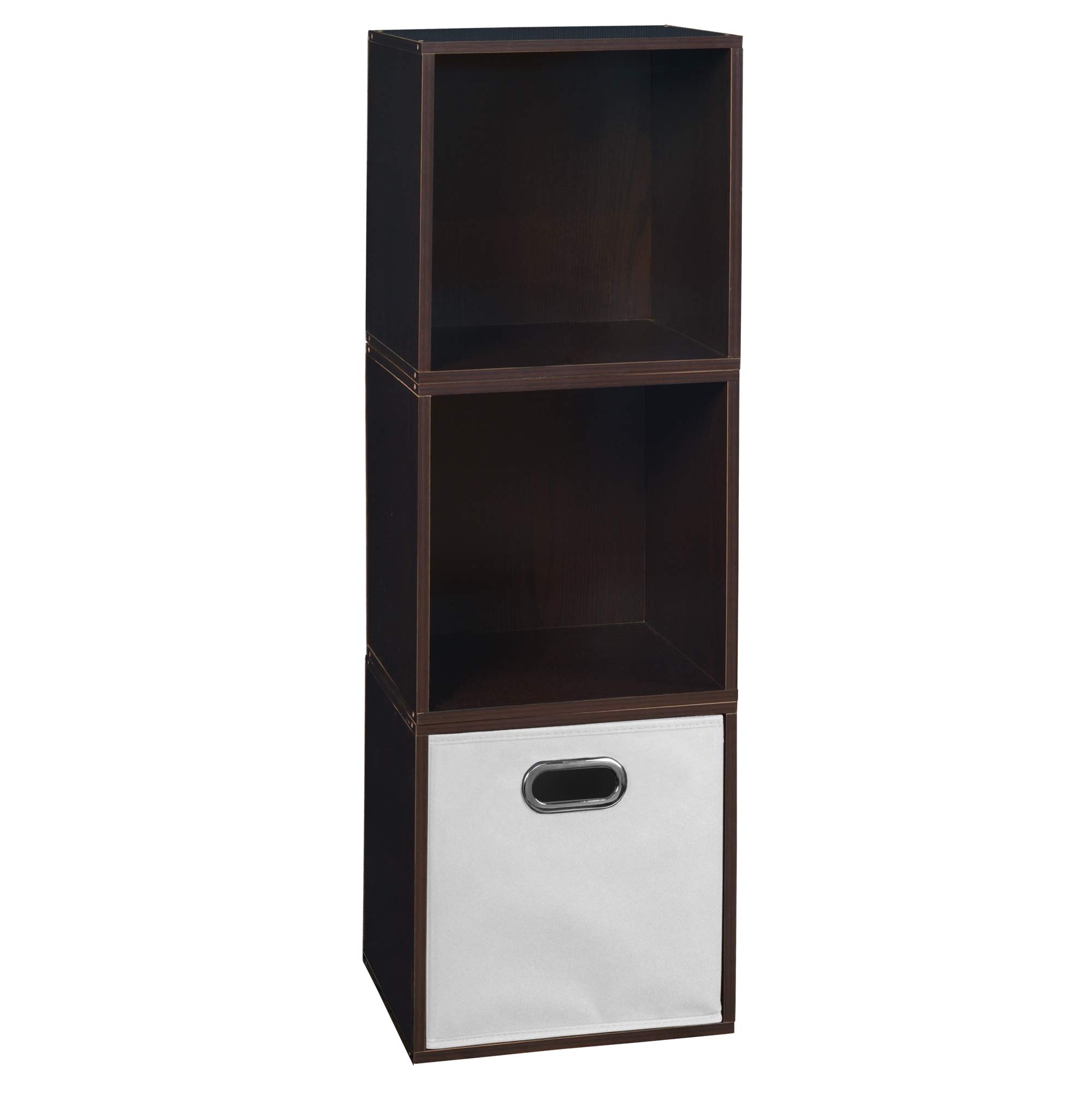 Premium 3-Piece Cubo Storage Set with Foldable Fabric Bins - Truffle & White | Space-Saving Organizer for Closet, Nursery, or Office