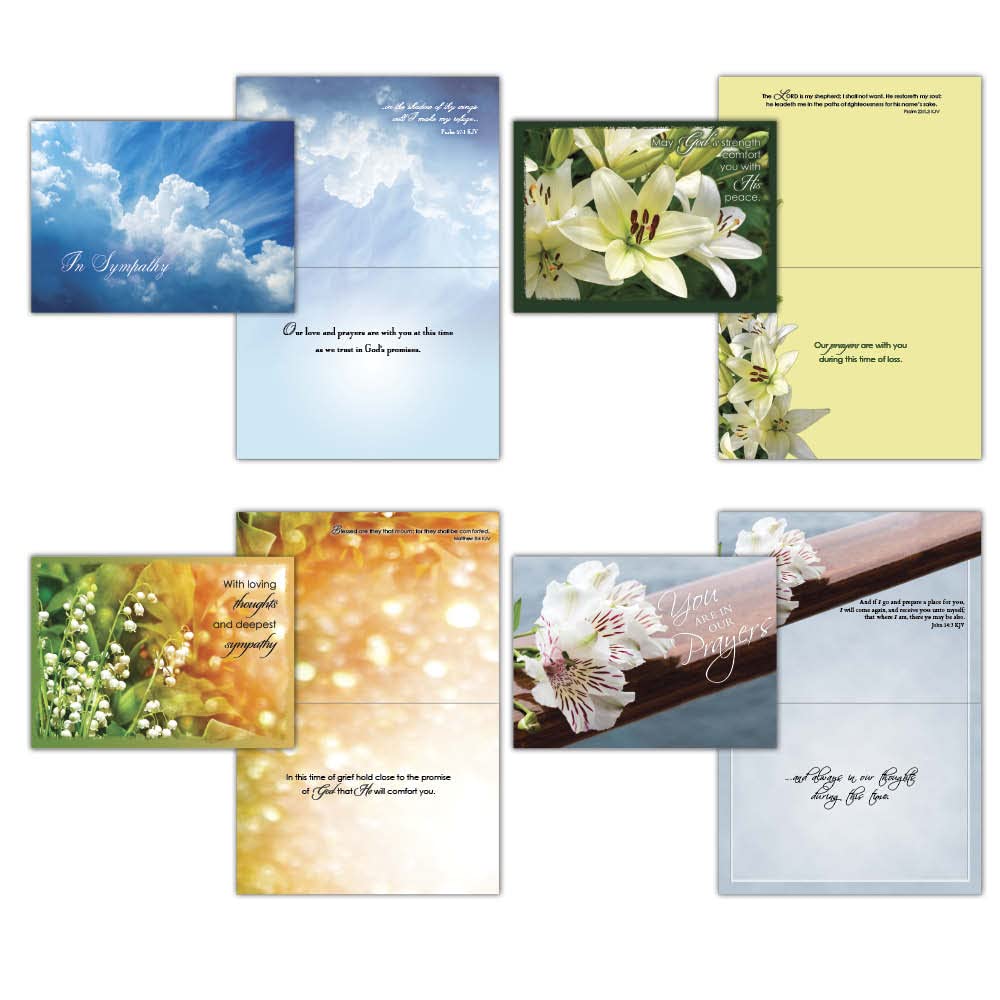 Religious Sympathy Cards - 24 Pack King James Version Scripture Bereavement Cards with Envelopes - Faith-Based Christian Condolence Cards for Funerals, Memorials & Comforting Grieving Families