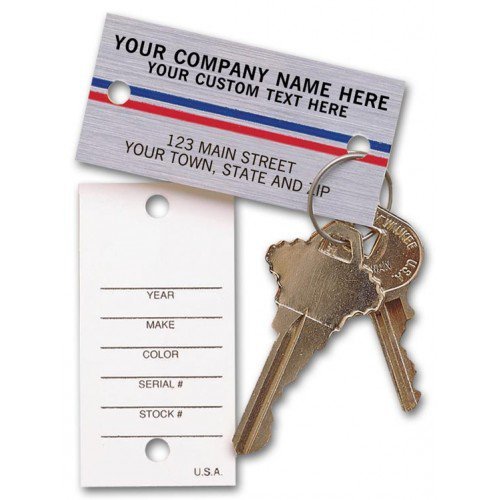 Brushed Chrome Car Key Tags - Durable Metal Keychain for Auto Keys - Perfect for Key Organization, Vehicle Security & Easy Identification