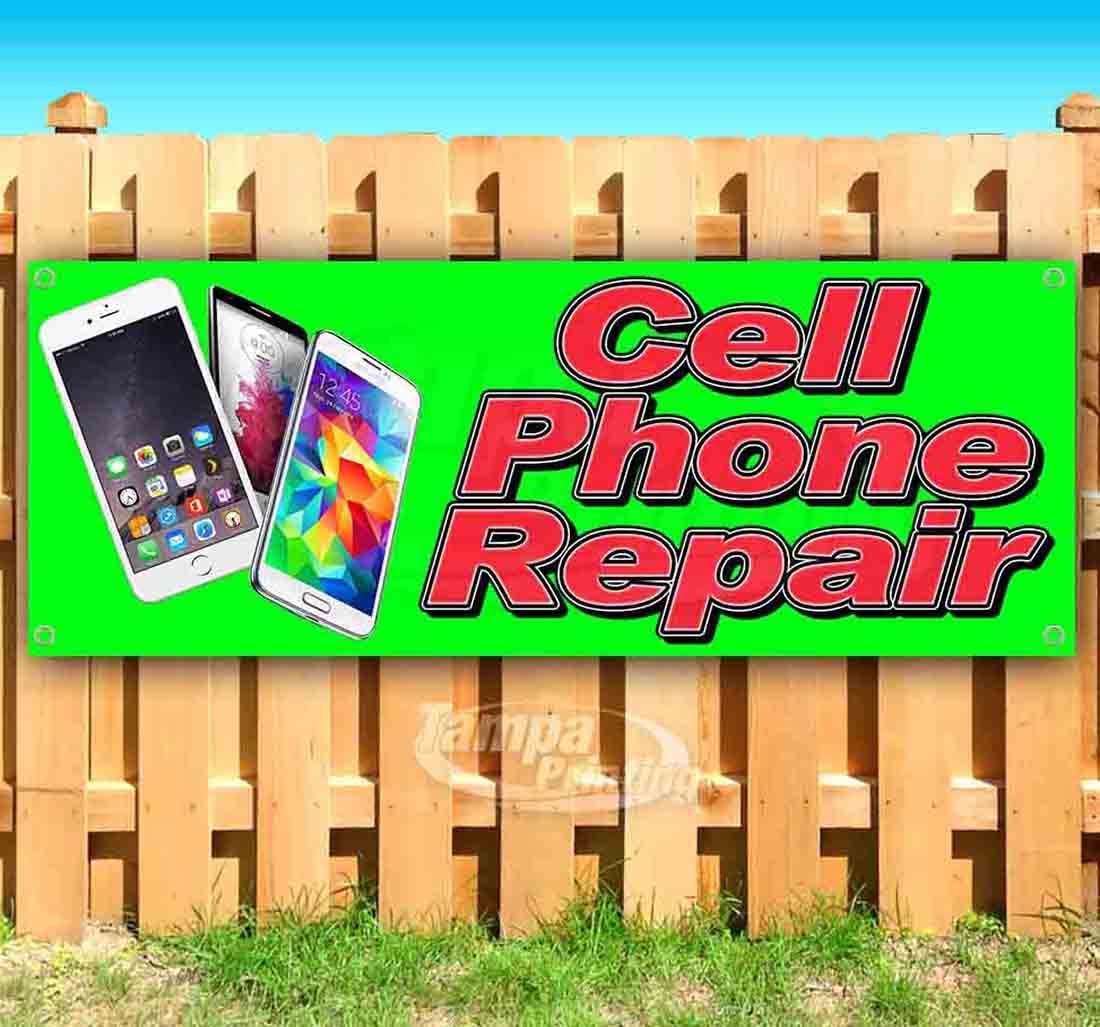 13 oz Heavy-Duty Vinyl Cell Phone Repair Banner with Metal Grommets - Durable Non-Fabric Sign for Phone Repair Shops, Retail Stores & Trade Shows