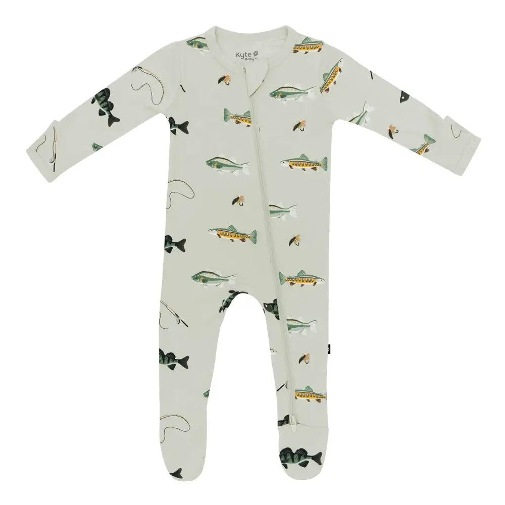 Kyte Baby Zippered Footie Pajamas for Infants - Soft Organic Cotton Sleepsuit with Non-Slip Grips | Perfect for Fishing Trips, Outdoor Adventures & Cozy Bedtime