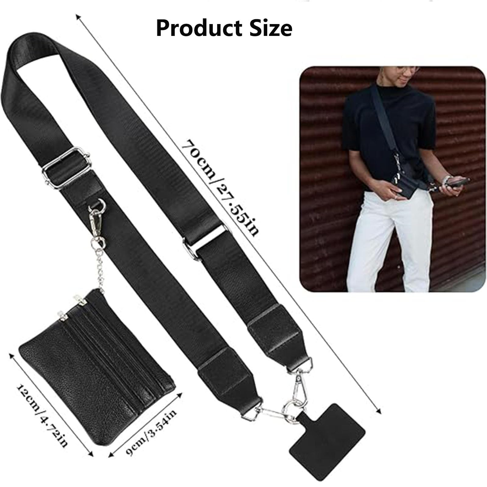Zippered Phone Organizer with Adjustable Crossbody Strap - Secure Phone Holder Alternative to Handbags & Wallets - Perfect for Travel, Shopping & Everyday Use
