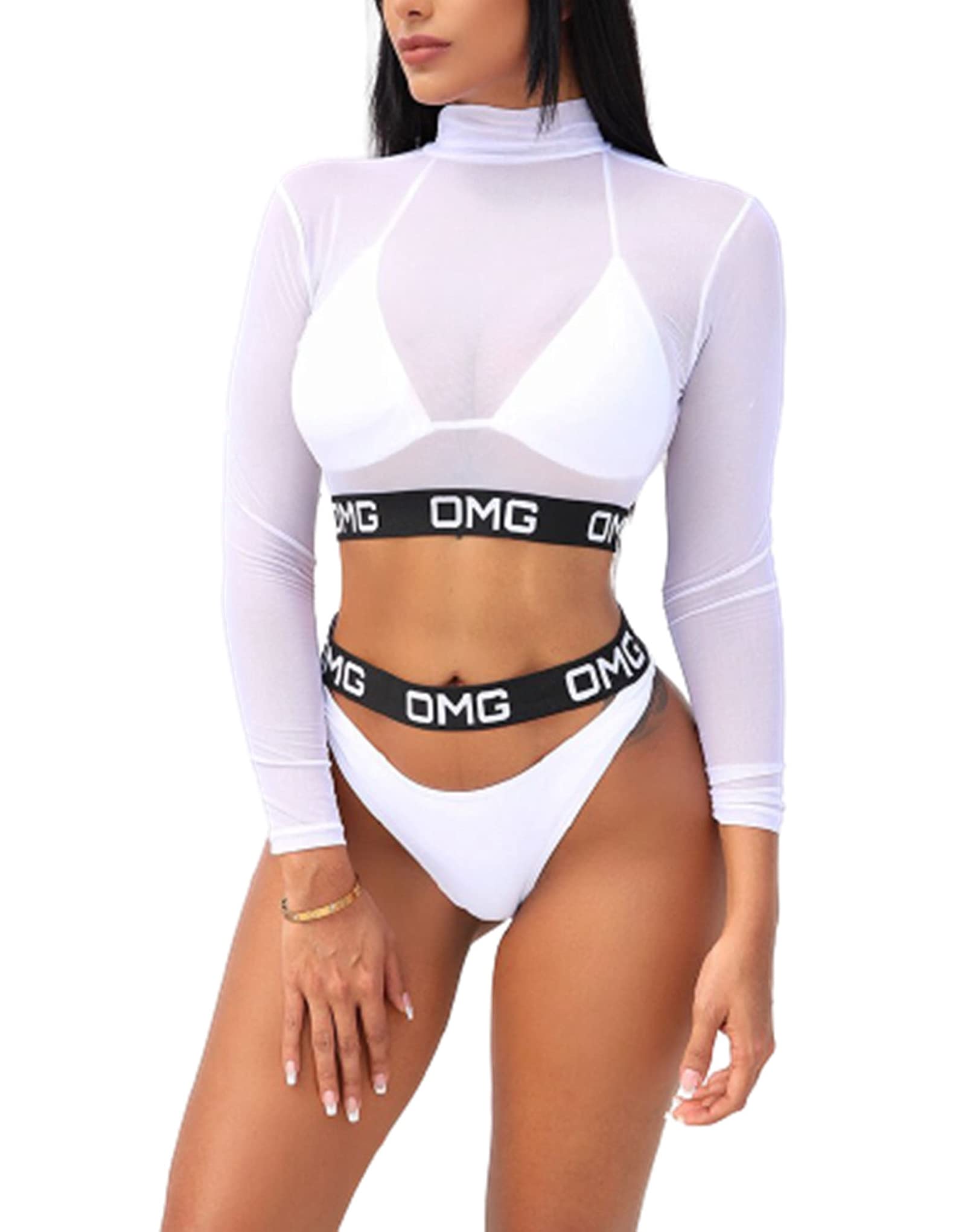 African Print Long Sleeve Bikini Set - High Waist Swimwear for Women Plus Size | Beach Vacation & Pool Party