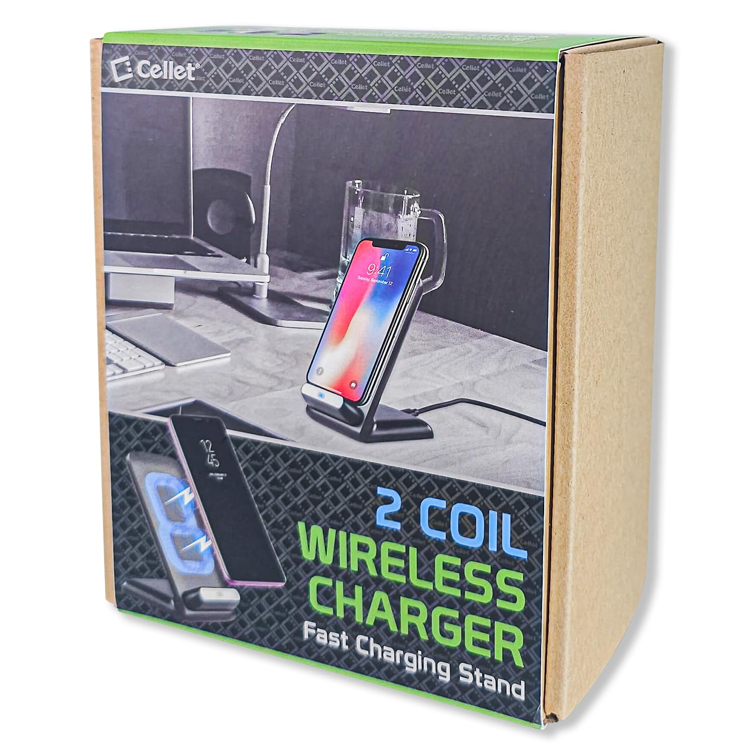 Cellet Ultra Slim Wireless Charger & Phone Stand - Fast Charging Qi-Certified Universal Charging Pad for iPhone, Samsung, Galaxy - Perfect for Home, Office & Travel