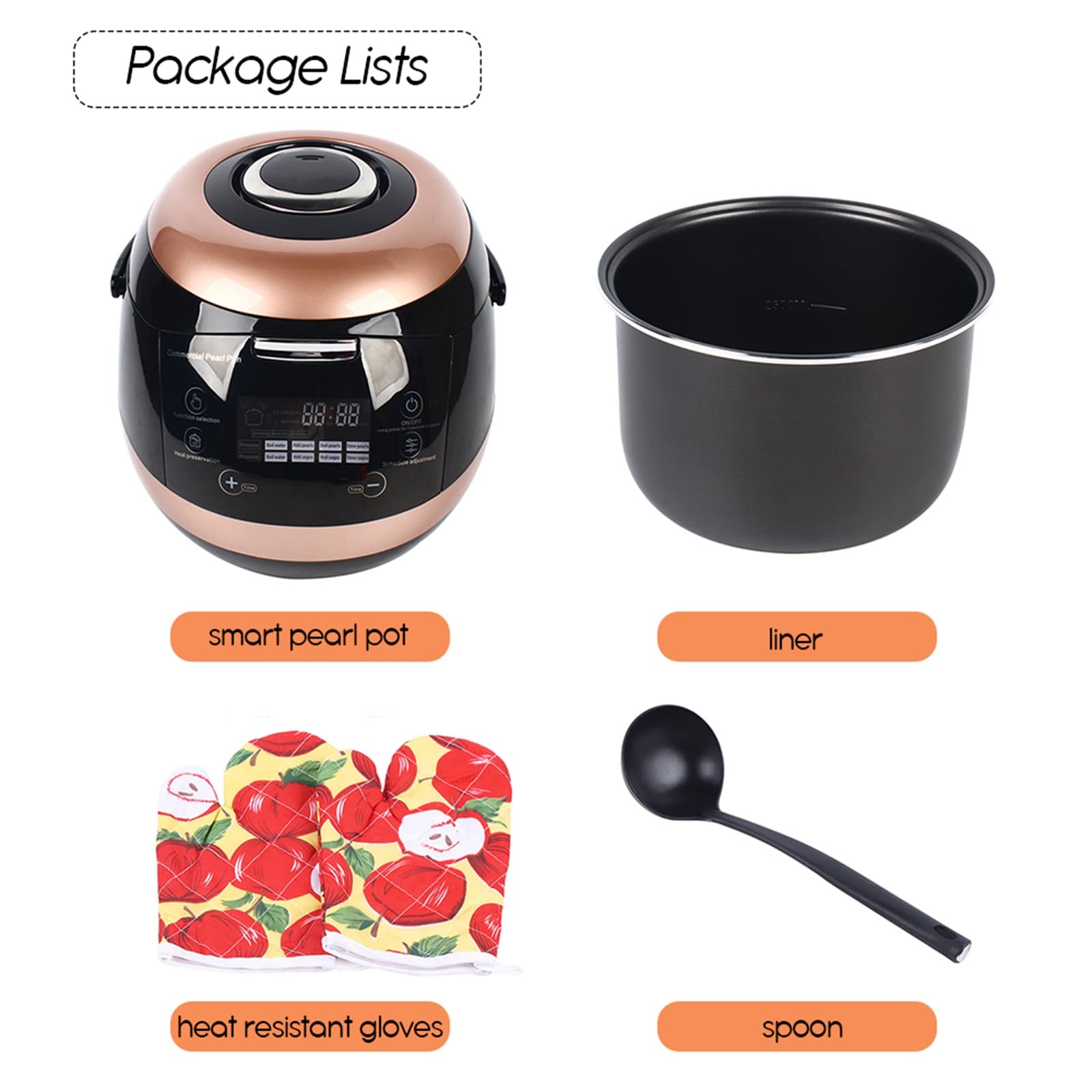 Commercial Fully Automatic Pearl Tapioca Cooker 5L - Touchscreen Electric Boba Maker for Bubble Tea, Milk Tea & Desserts (110V) | Perfect for Tea Shops, Cafes & Home Use