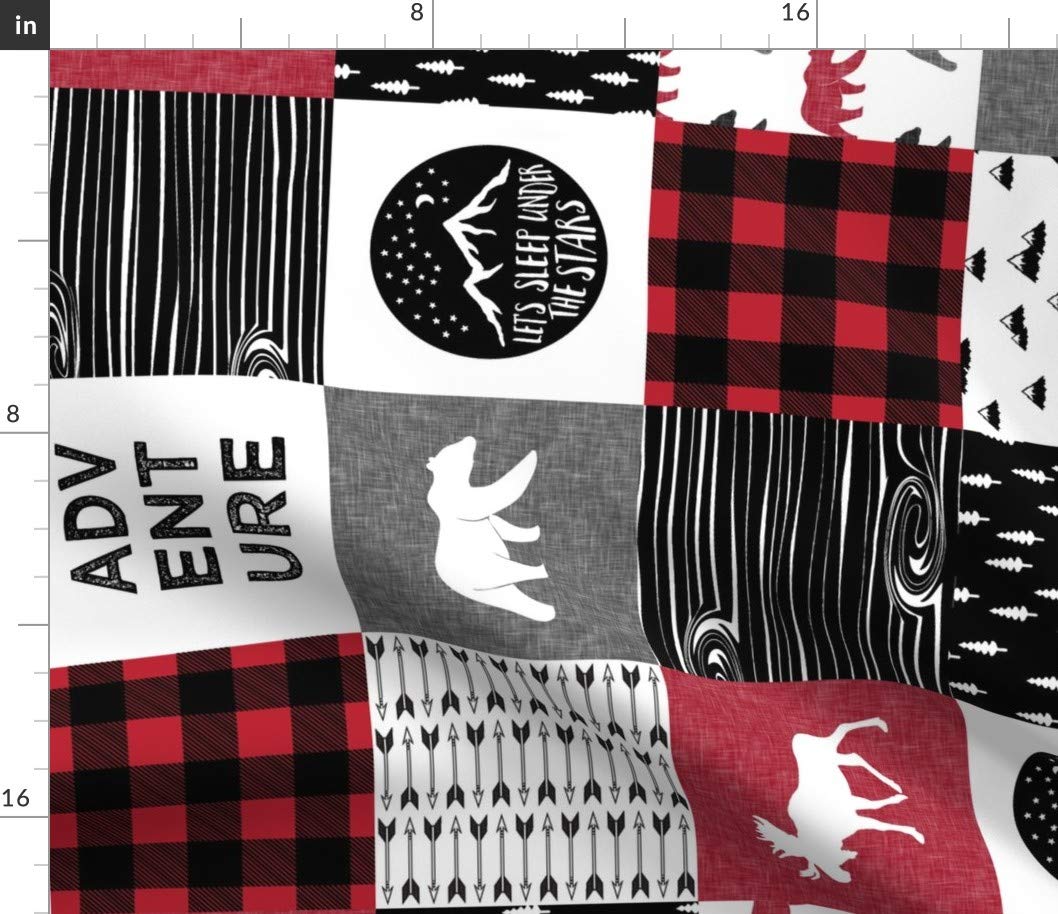 Adventure Buffalo Plaid Woodland Patchwork Fabric - Printed on Petal Signature Cotton for Quilting, Sewing & Crafts | Fat Quarter Cheater Quilt Wholecloth | Perfect for DIY Apparel, Home Decor & Gift Making