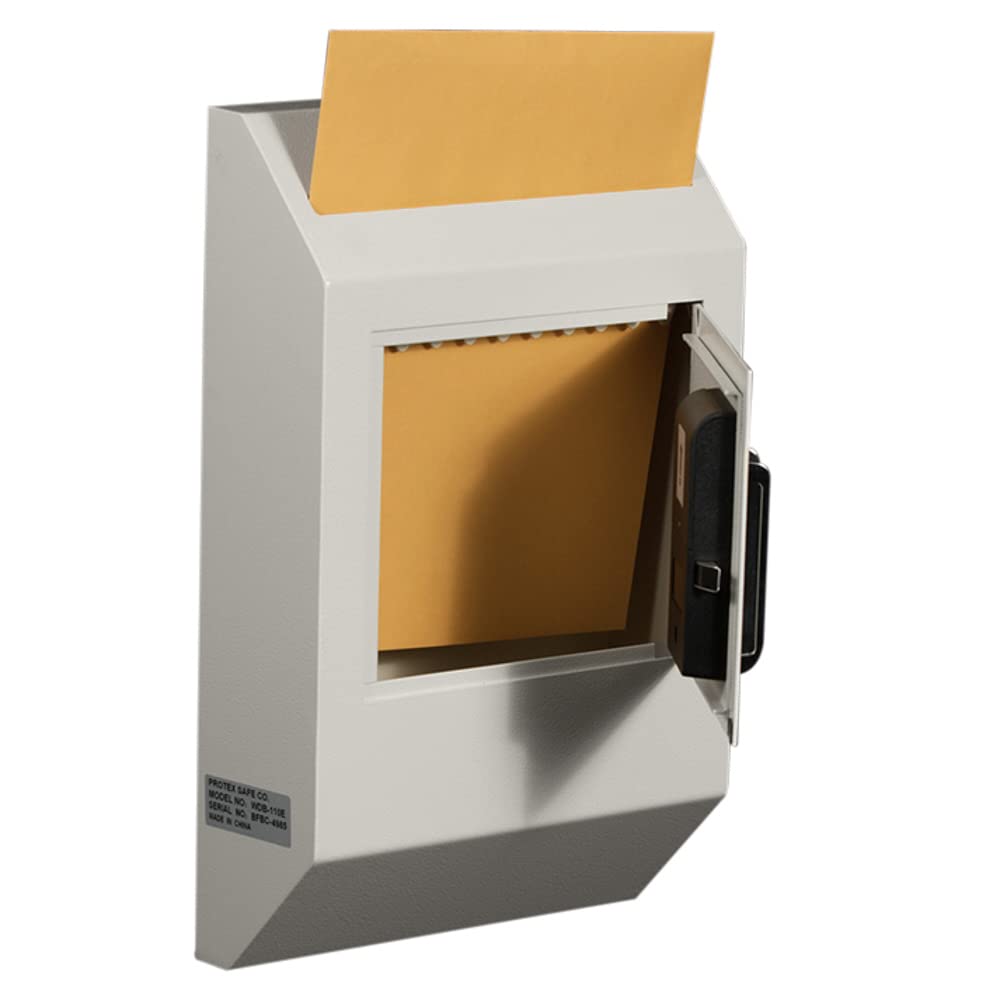 Protex Drop Box Security Lock Box (WDB-110E) - Heavy Duty Black Electronic Lock Box with Piano Hinge for Secure Mail, Money, Rent Checks, Ballots & Documents - Ideal for Home, Office & Business Use