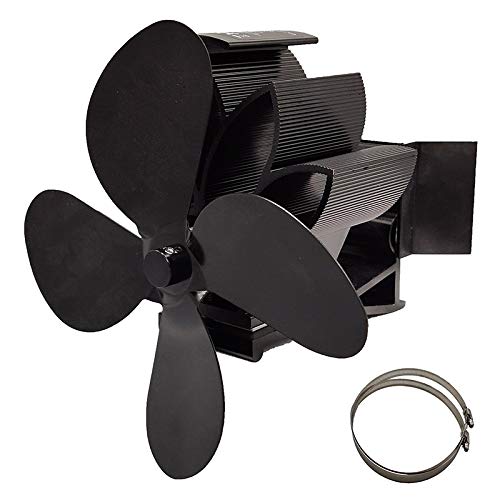 4 Blades Heat Powered Stove Fan - Quiet Wood Burner Ecofan for Efficient Heat Distribution | Fireplace Fan for Wood/Log Burner | Eco-Friendly Home Heating Solution | Perfect for Living Rooms, Cabins & Winter Warmth