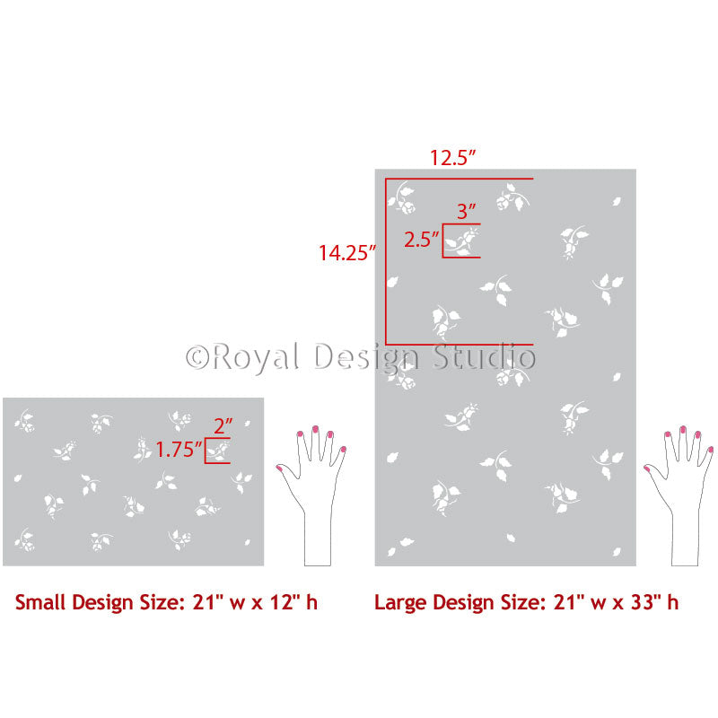 Rose Buddies Floral Stencil Set for Furniture & Wall Decor - DIY Home Painting & Craft Projects
