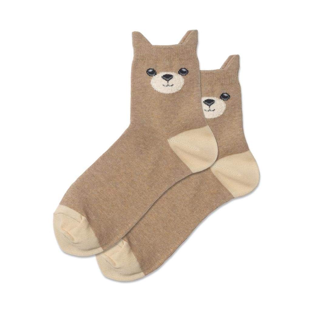 Hot Sox Women's Fuzzy Teddy Bear Ankle Socks - Cozy Winter Slipper Socks for Home, Lounge & Gifts