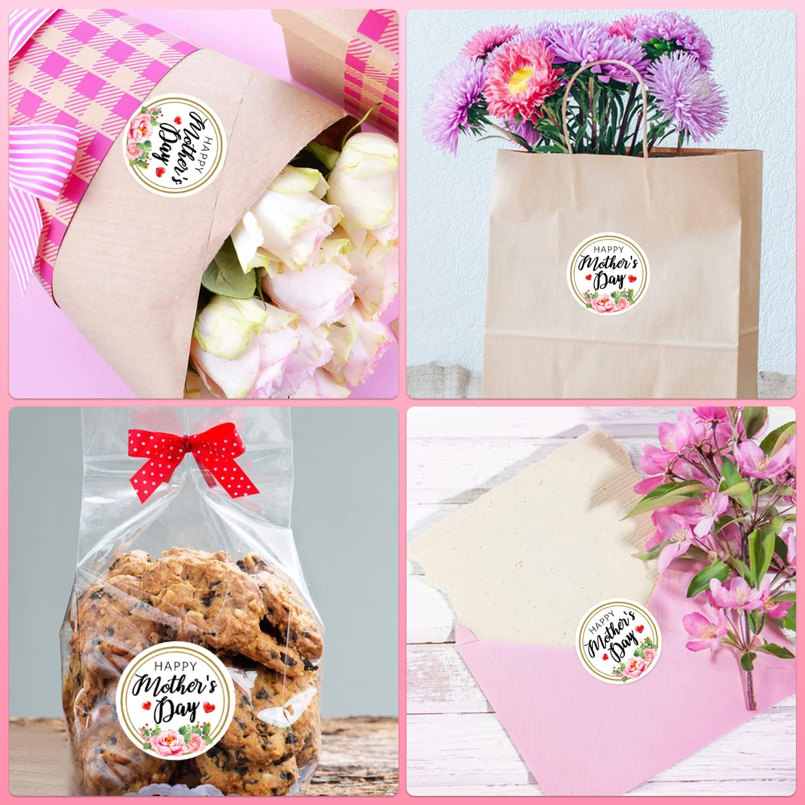24PCS Happy Mother's Day Stickers - 2 Inch Round Floral Gift Labels for Kids, Envelopes, Cards & Party Decor | Perfect for DIY Crafts, Scrapbooking & Mother's Day Celebrations