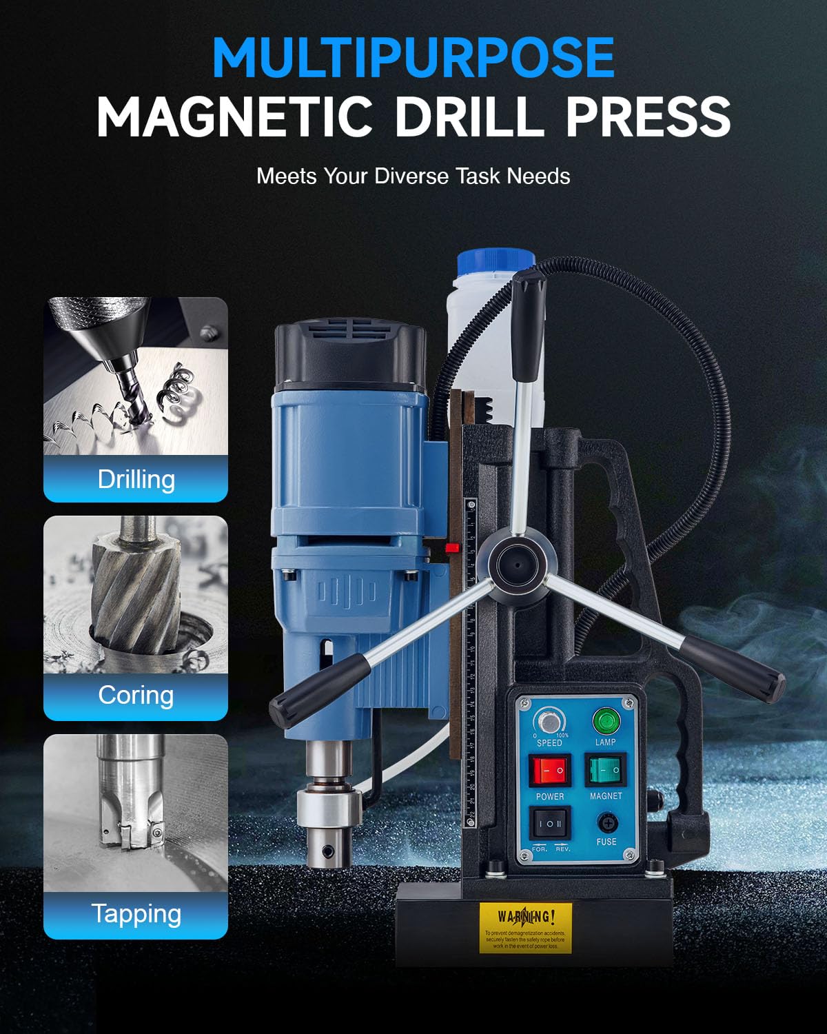 ZELCAN 1550W Magnetic Drill Press with 11 Drill Bits - 2