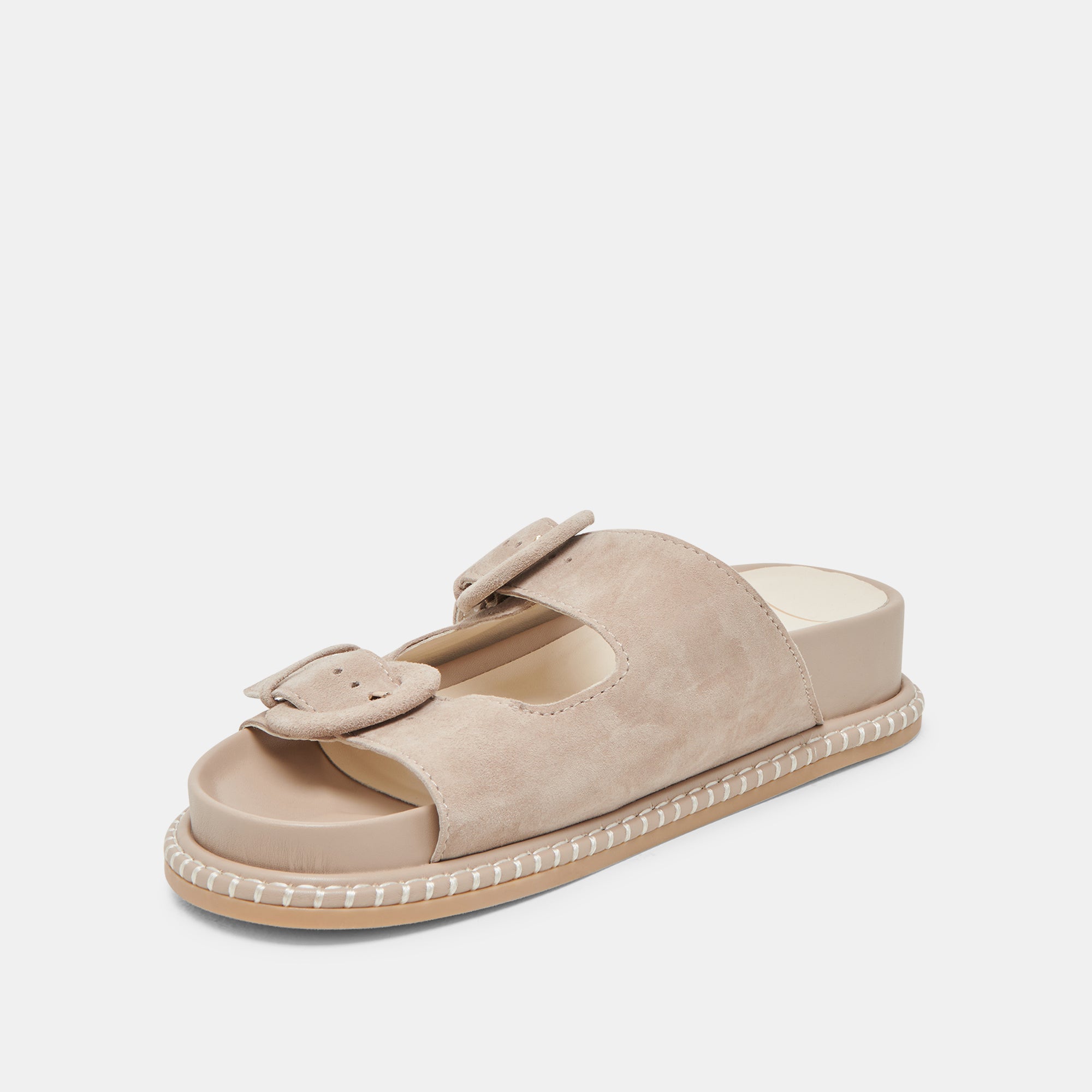 SHAUNY Women's Sandals - DK Taupe Suede Comfortable Slide Sandals for Summer, Beach, and Casual Wear