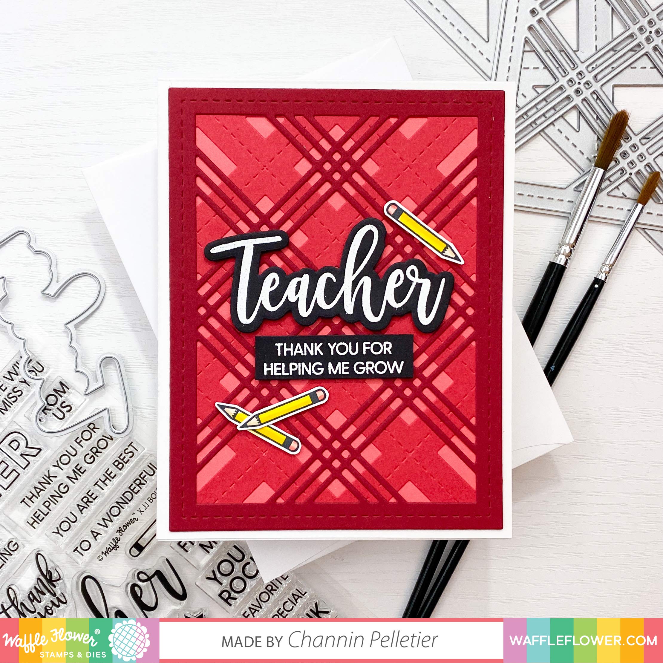 Waffle Flower Teacher Stamp Set for DIY Scrapbooking & Cards