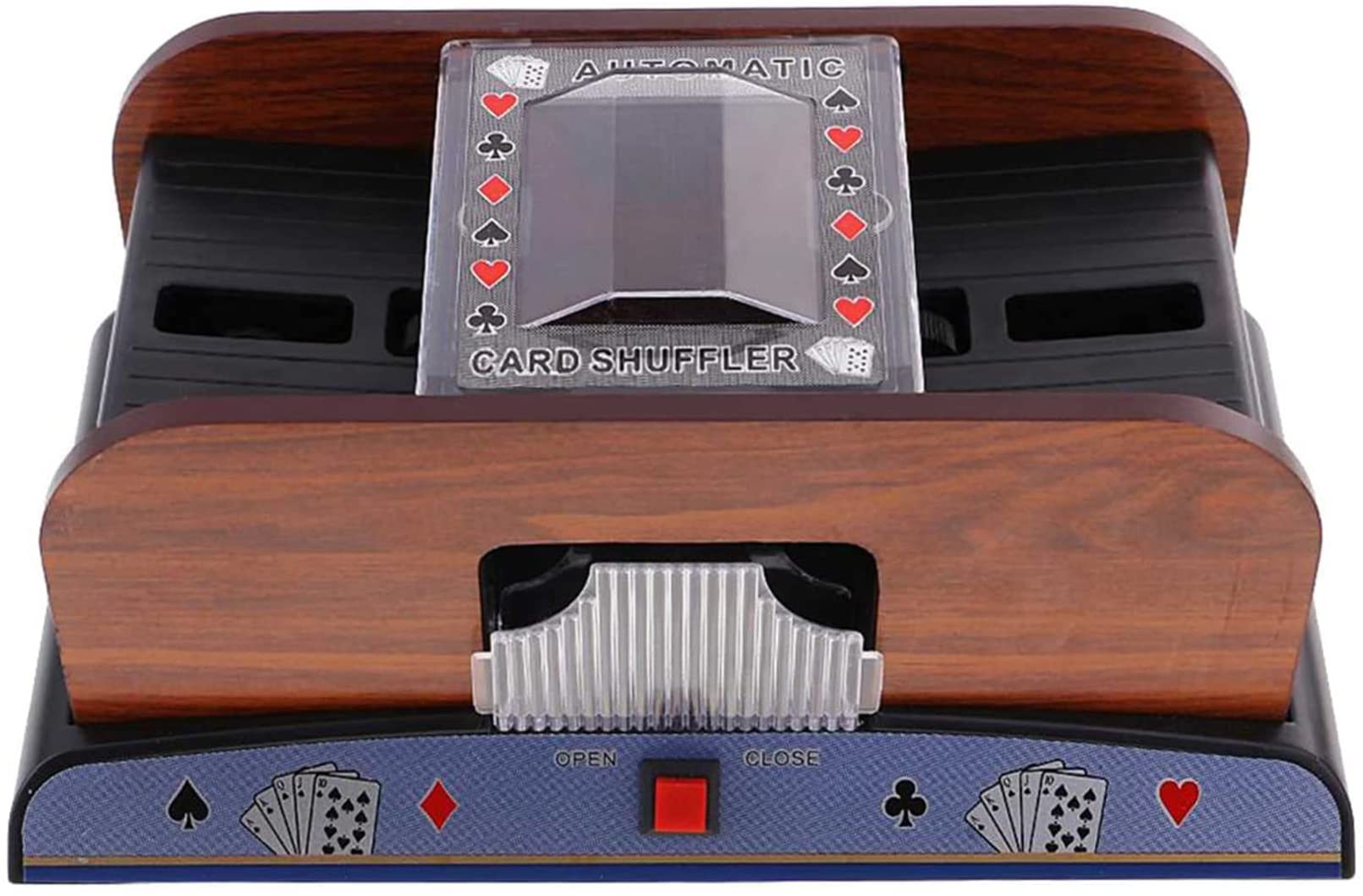 Automatic Poker Card Shuffler Machine - Wooden Electric Battery Operated Playing Cards Shuffler for Casino, Family Game Night, Poker Parties & Board Games - Perfect for Blackjack, Texas Hold'em & Card Game Enthusiasts