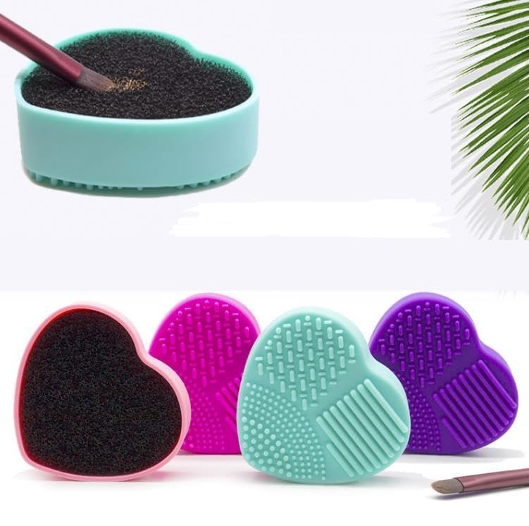 KitchenFest® BPA-Free Silicone Heart-Shaped Makeup Brush Cleaner Pad - 2 in 1 Durable Brush Washer for Cosmetics Tools, Multicolor (Medium, 2-Pack) | Perfect for Daily Makeup Brush Cleaning & Travel Beauty Essentials