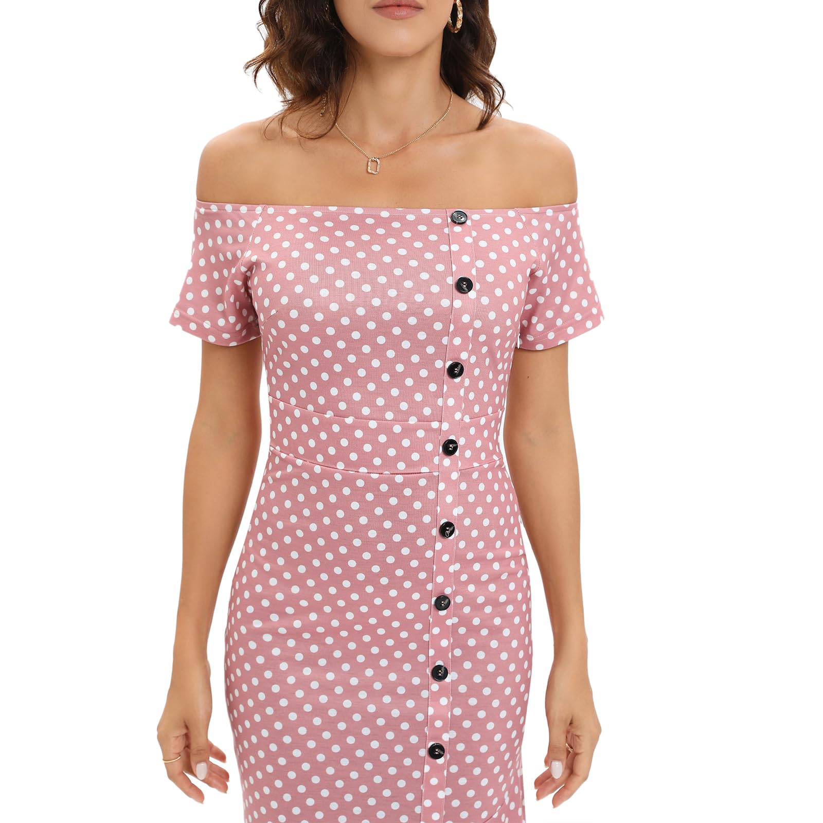 2025 Women's Work Dresses - Button Off Shoulder Formal Dresses for Wedding Guest, Party & Cocktail | Office Wear, Business Casual & Special Occasion Outfits