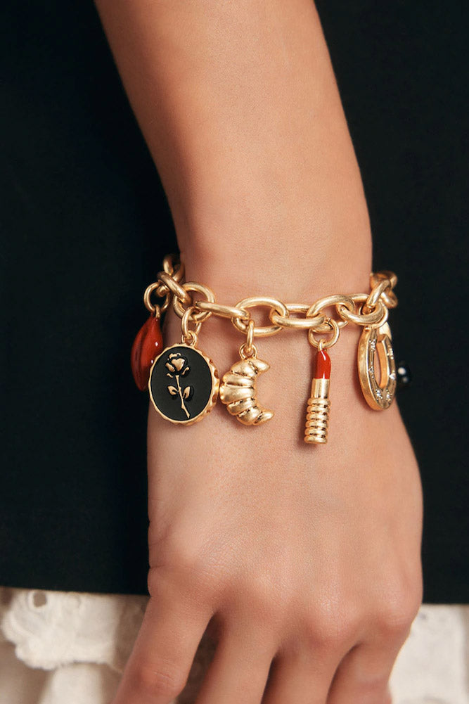 Chunky Gold Chain Charm Bracelet for Women - Trendy Layered Statement Jewelry for Casual & Party Outfits