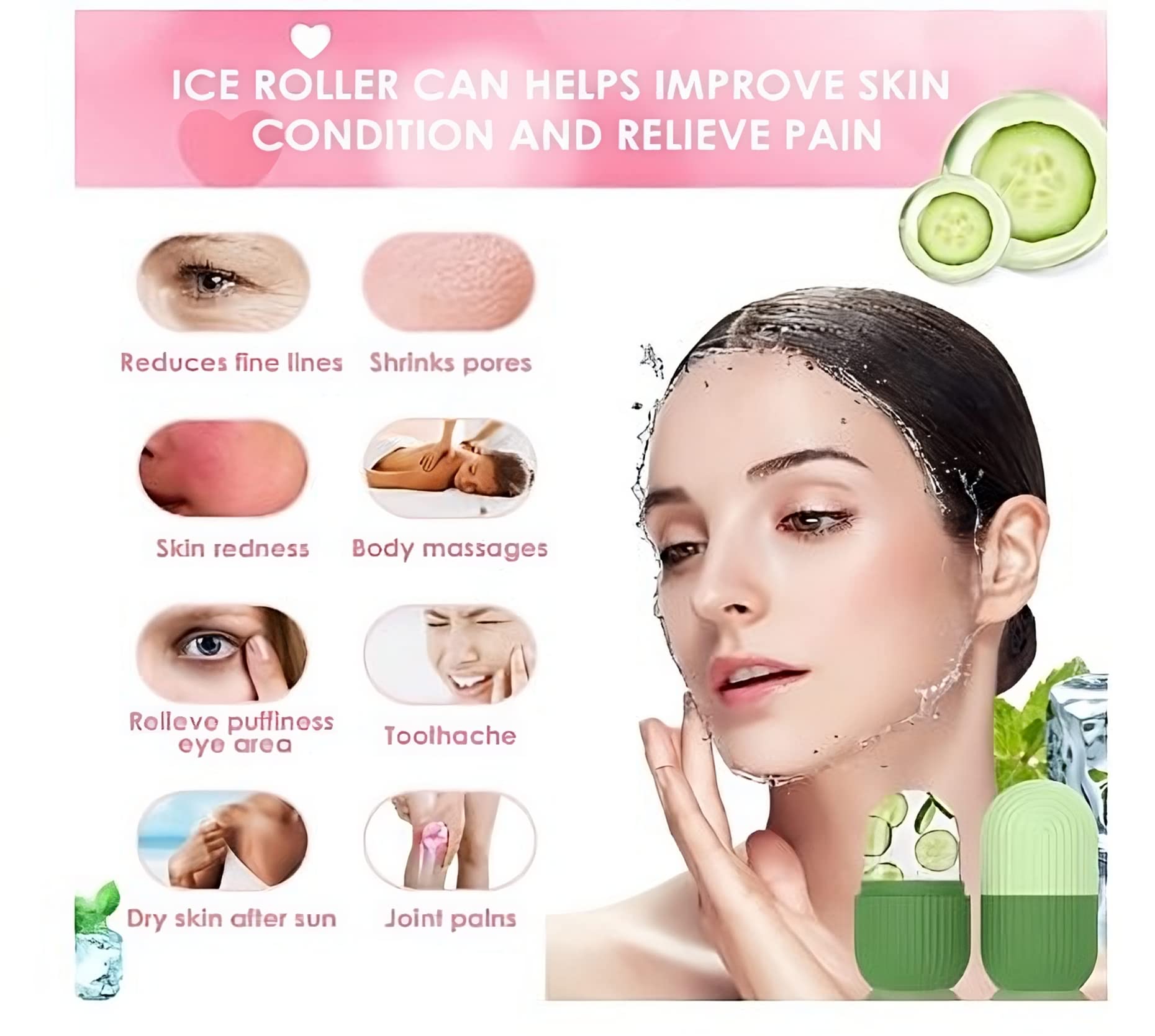 Ice Roller for Face - Leak-Proof Silicone Facial Massage Roller for Glowing Skin | Reduce Puffiness & Dark Circles | Perfect for Morning Routine & Post-Workout Recovery