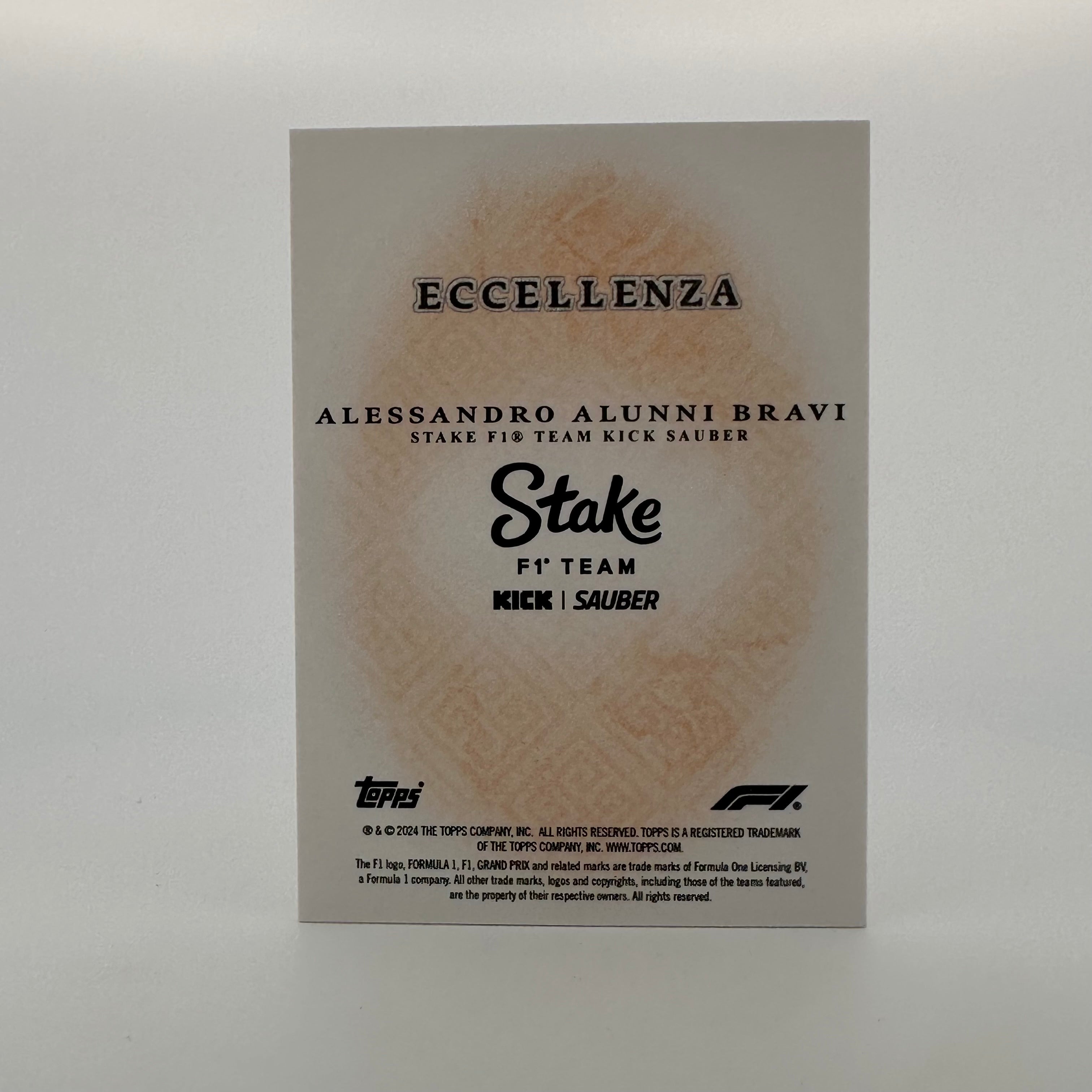 2024 Topps Eccellenza F1 Alessandro Alunni Bravi Orange Principal Racing Card - Limited Edition Formula 1 Collectible for Sports Memorabilia Fans and Racing Enthusiasts - Perfect for Display, Trading, and Gift Giving