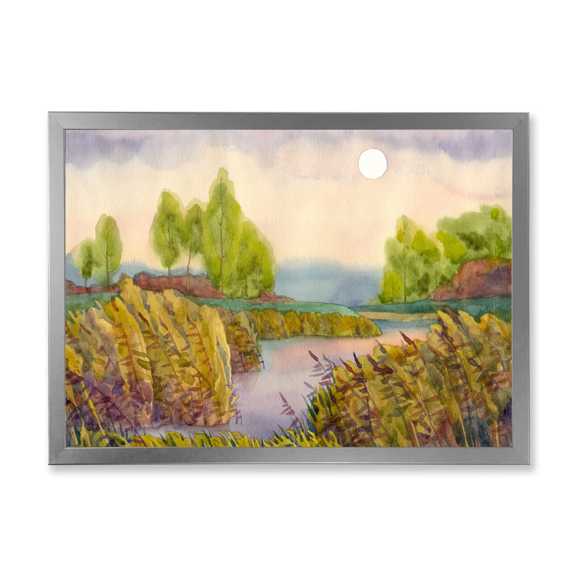 DesignQ Lake In The Reeds Nautical & Coastal Framed Wall Art - Beach House Decor, Ocean Themed Living Room Wall Art, Perfect for Coastal Bedroom or Bathroom Decor