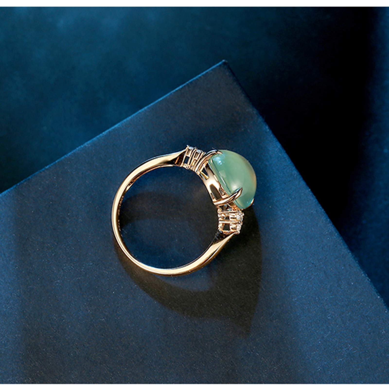 18K Rose Gold Prehnite Engagement Ring - 6.6ct Natural Green Oval Gemstone Promise Band for Women - Perfect for Weddings, Anniversaries & Romantic Gifts
