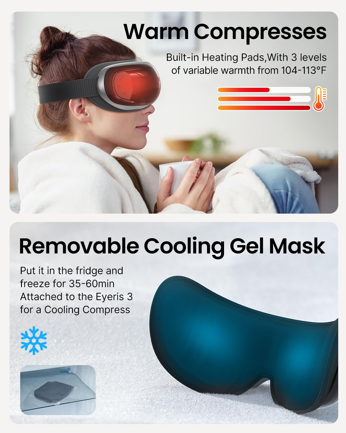 RENPHO Bluetooth Sleep Headphones with Built-in Eyeris 3 Eye Massager - Wireless Headband for Sleeping, Meditation & Travel - Comfortable Noise Canceling for Side Sleepers & Insomnia Relief