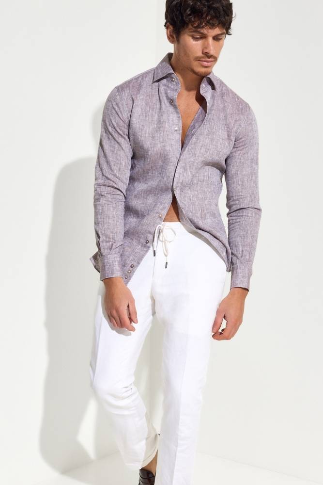 Cooper Shirt | Light Brown Linen Shirt for Men | Casual & Summer Wear | Perfect for Beach, Office & Outdoor Activities