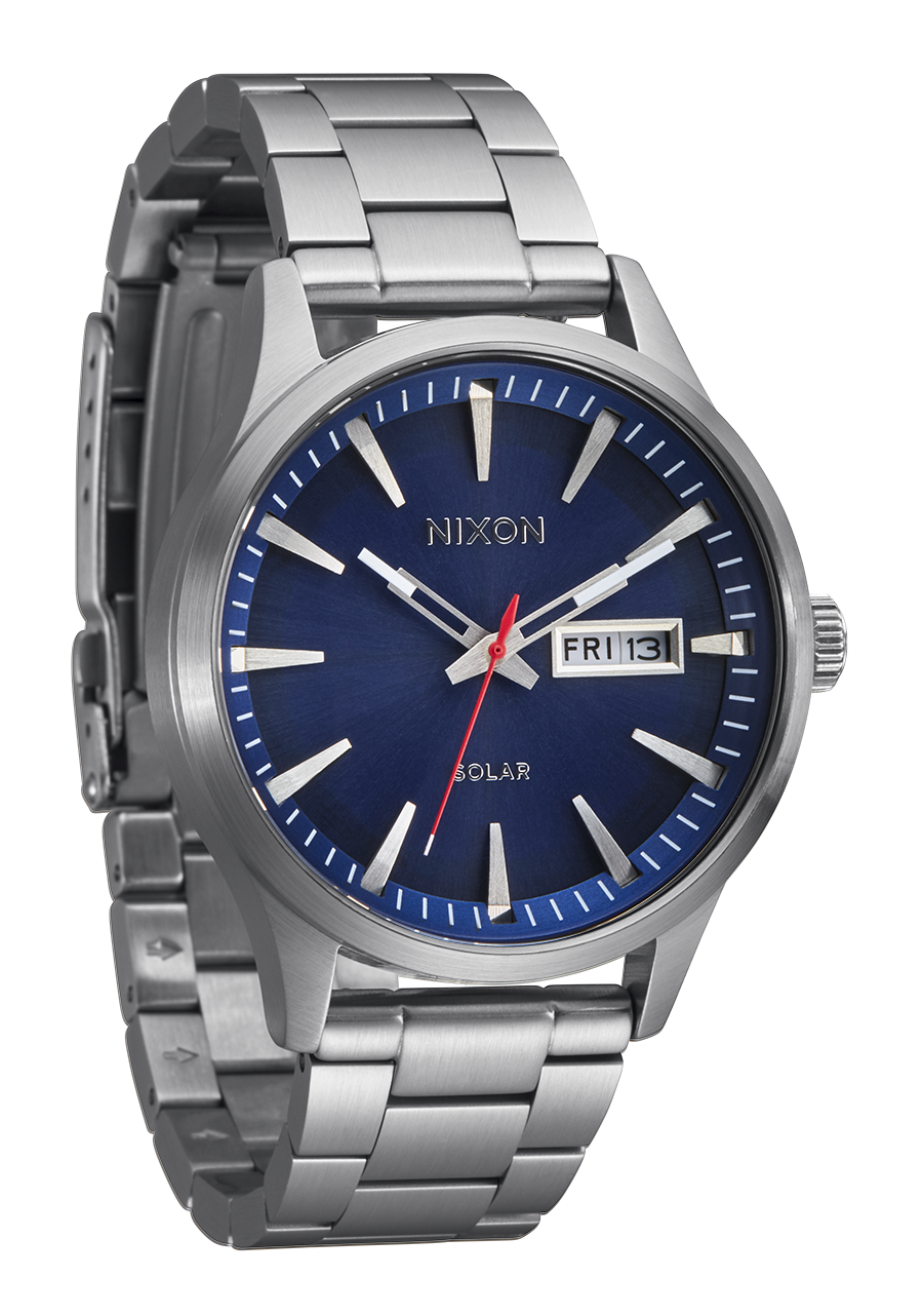 Sentry Solar Stainless Steel Navy Sunray Silver Watch - Waterproof Luxury Chronograph for Men - Perfect for Outdoor Sports, Business & Formal Occasions