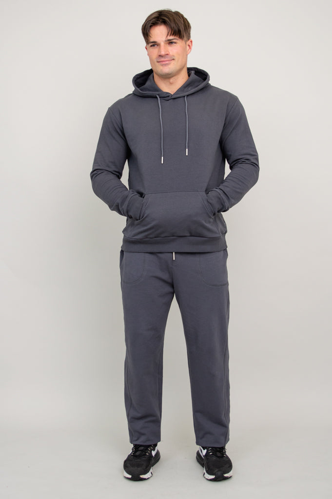 JoeJoe Men's Cotton Hoodie - Soft & Comfortable Charcoal Pullover Sweatshirt for Casual Wear & Outdoor Activities