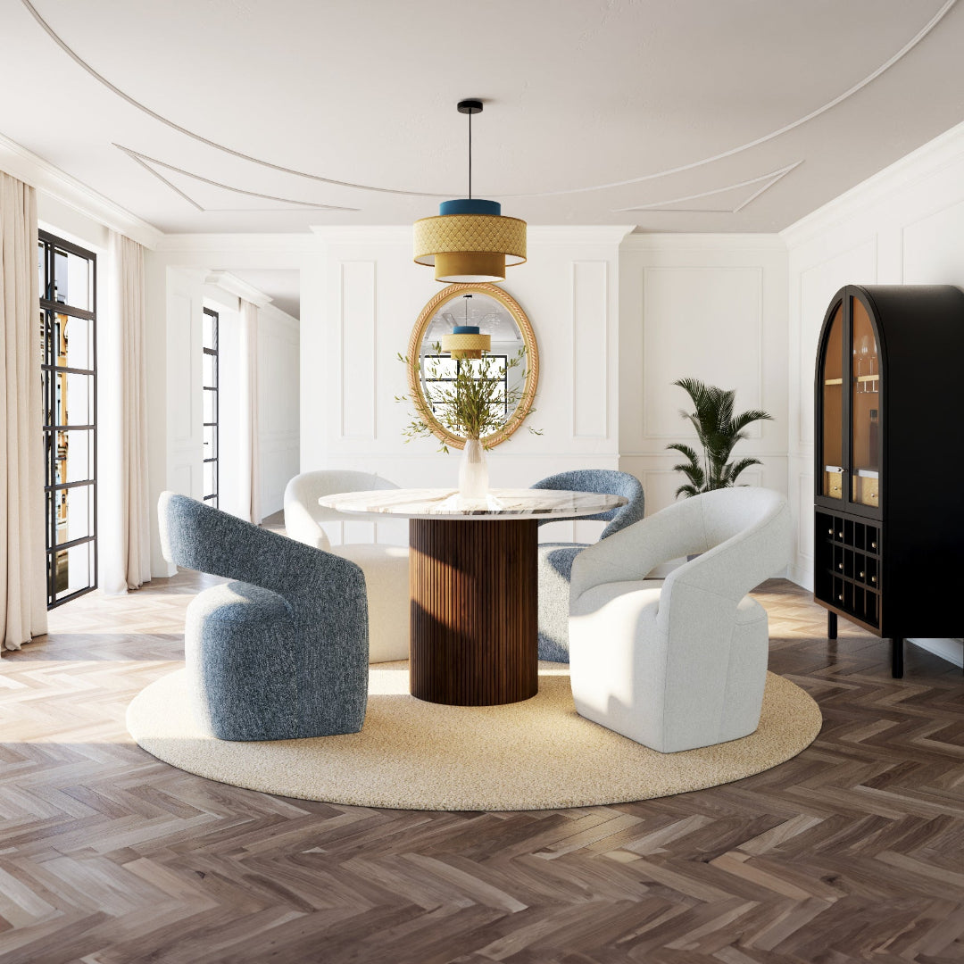 Nathan Upholstered Dining Chair - Modern Comfortable Kitchen Chairs with Padded Seat & Sturdy Wooden Legs - Perfect for Dining Room, Breakfast Nook, and Home Office