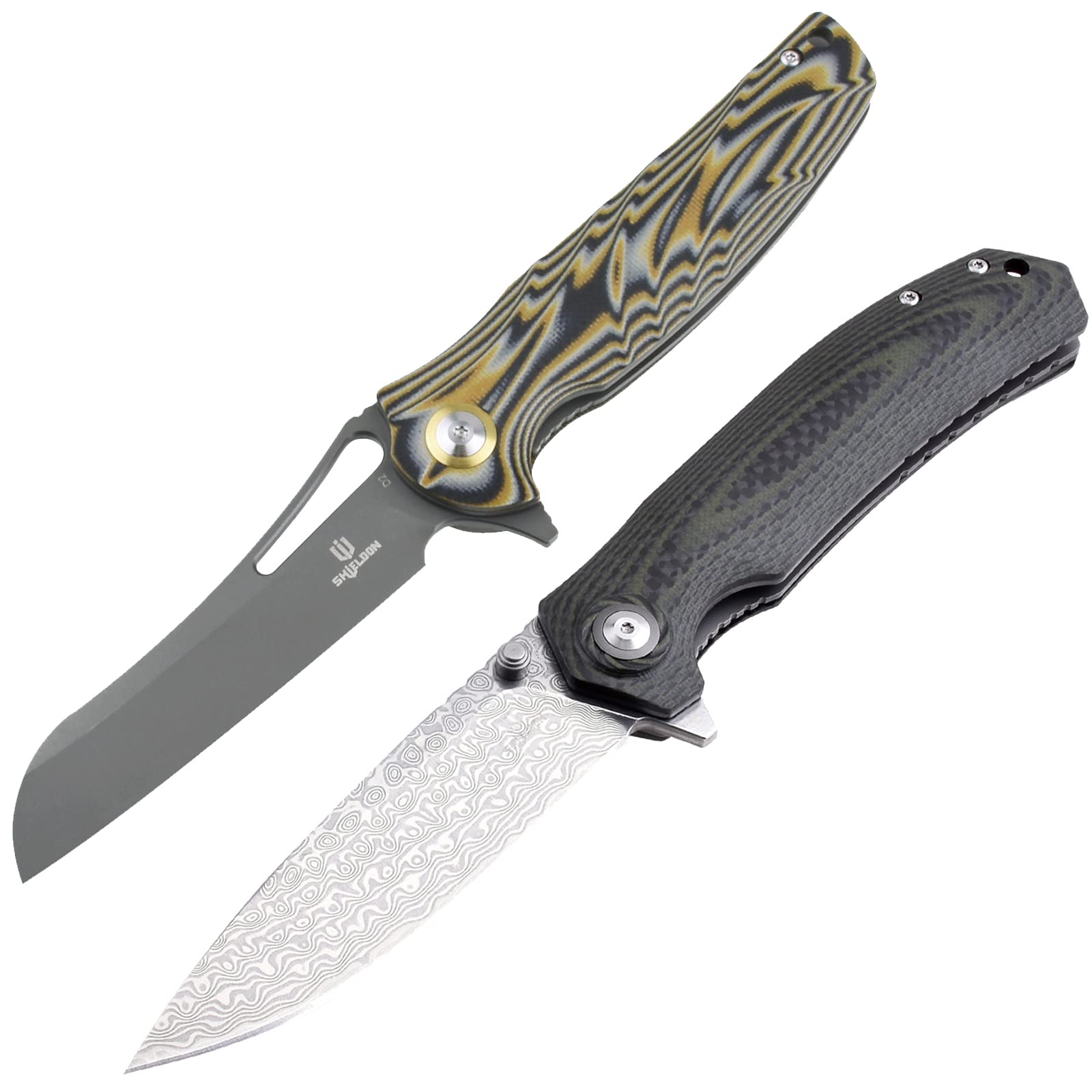 Premium Damascus Steel EDC Folding Knife - Tactical Pocket Knife for Outdoor Camping, Hiking & Survival Gear