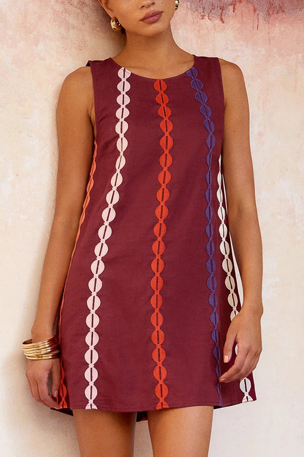 Stylish Printed Round Neck Sleeveless Casual Mini Dress - Perfect for Summer Outings, Beach Vacations & Date Nights