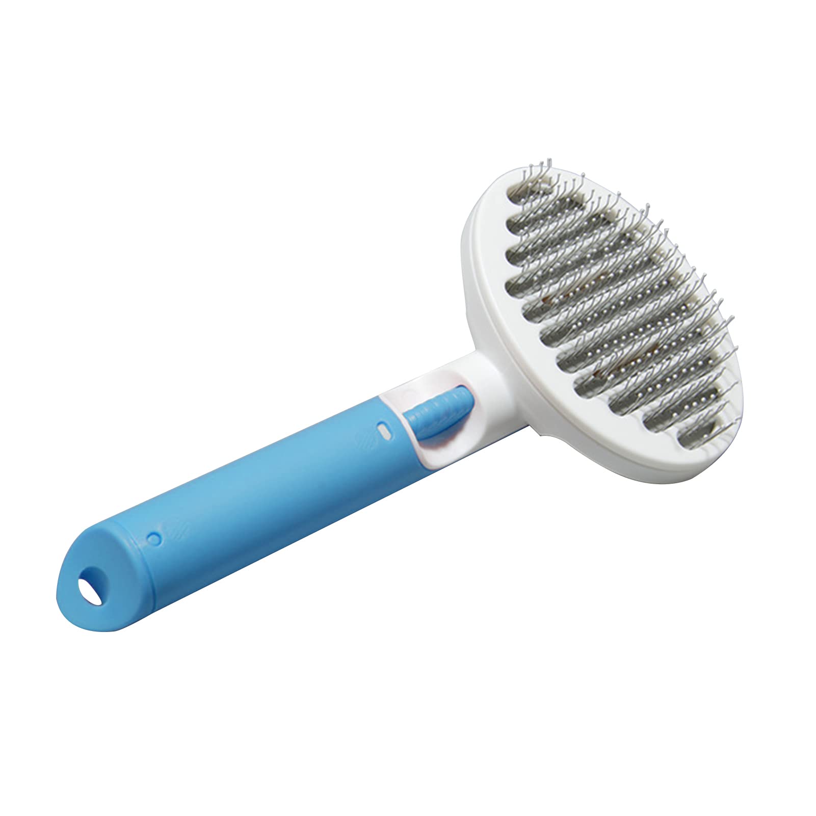 HOVTOIL Pet Grooming Brush for Dogs & Cats - Self Cleaning Slicker Brush with Fat Needles, Hair Removal & Massage Tool for Long & Short Haired Pets (Blue Ellipse) - Perfect for Daily Grooming, Shedding Control & Relaxing Pet Care at Home