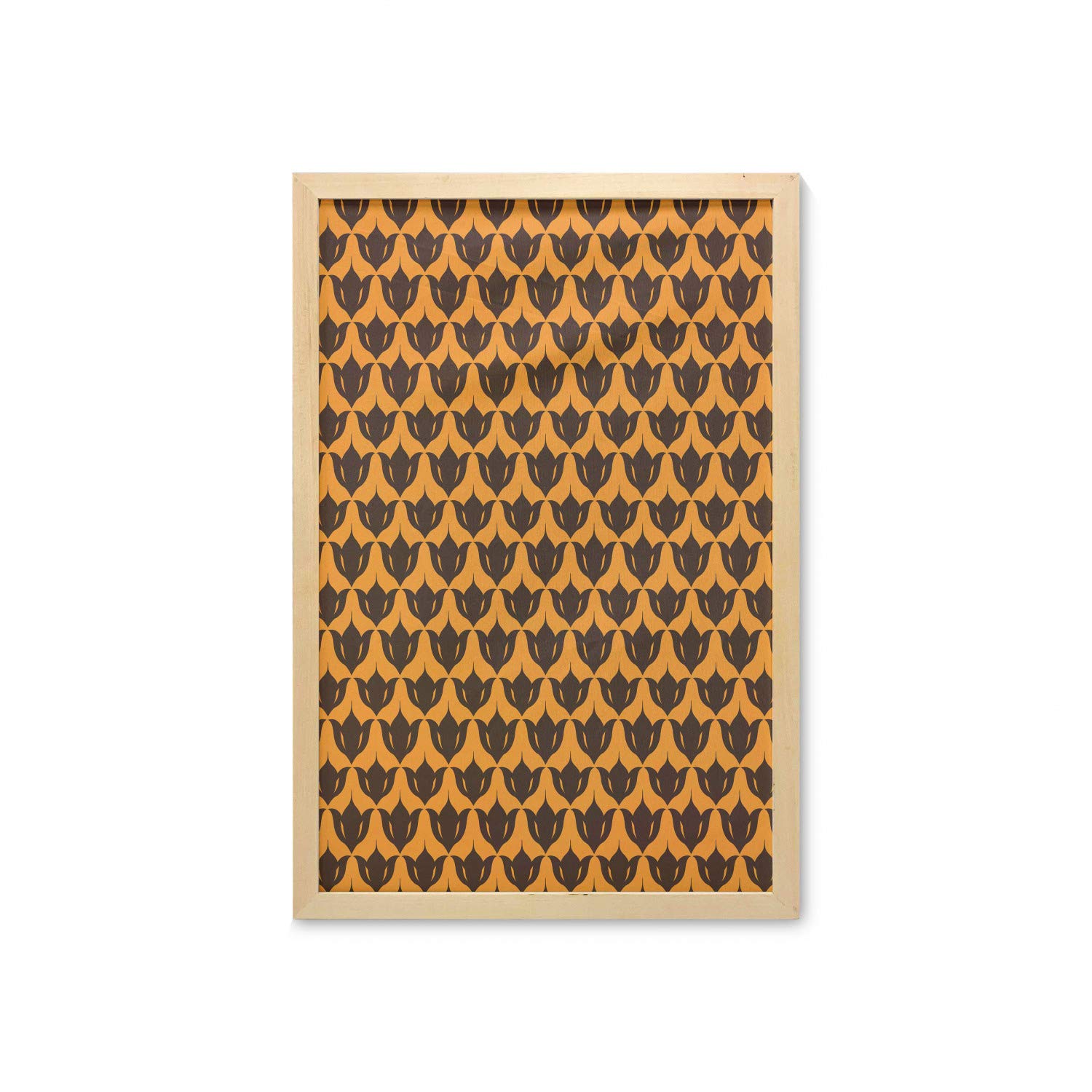 Ambesonne Victorian Wall Art with Frame - Classic Tulip Flower Petals Motif in Contrast Tones, Printed Fabric Poster 23