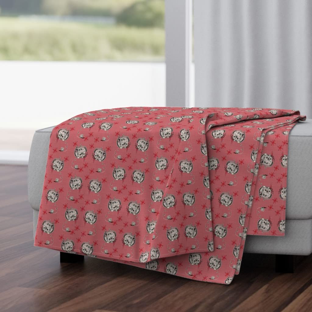 Luxe Velvet Throw Blanket 50x70 Inches - Vintage Cute Retro Baby Kitten Print Soft Cozy Blanket for Bed, Sofa & Home Decor | Atomic Kittens Design