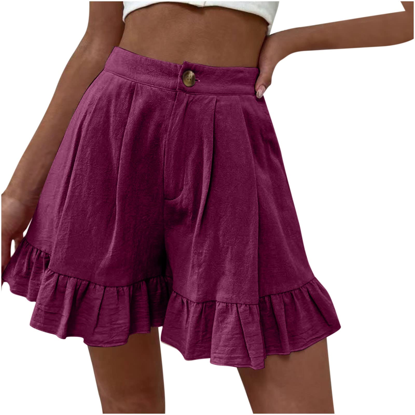 SUNYUAN Women's High Waist Wide Leg Ruffle Shorts - Casual Solid Color Loose Summer Pants for Women | Perfect for Beach, Vacation & Everyday Wear
